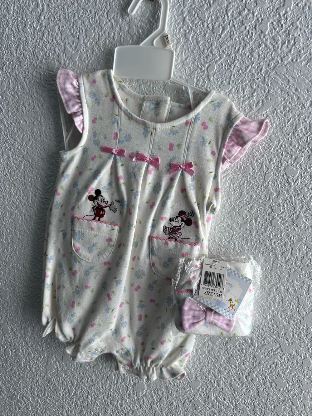 HTF Disney Once Upon a Memory Kohl’s Mickey & Minnie Floral Bubble Romper Hat